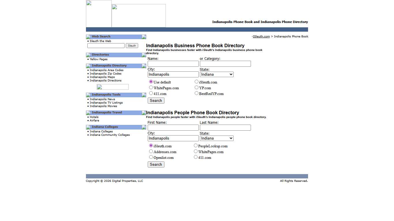 Indianapolis Phone Book and Indianapolis Phone Directory