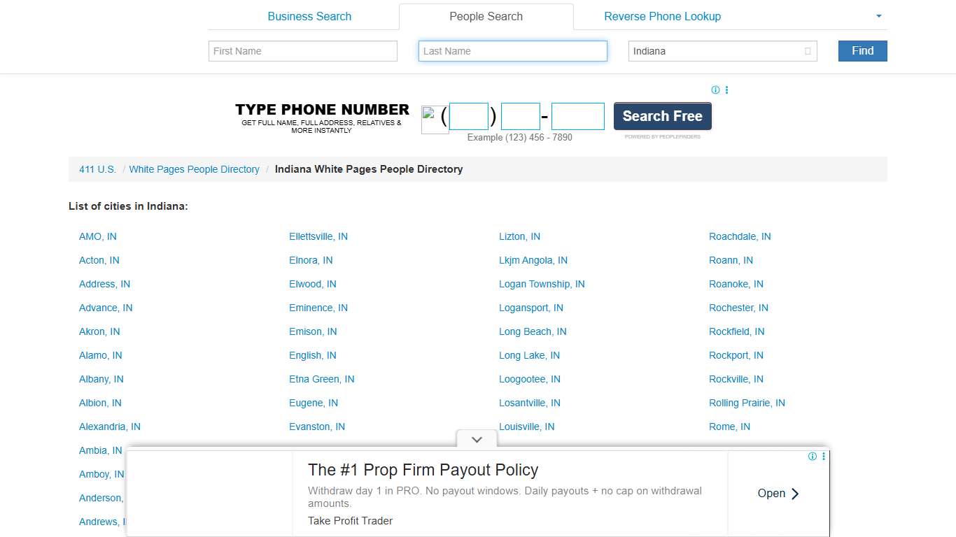 Indiana White Pages People Directory - 411.info™